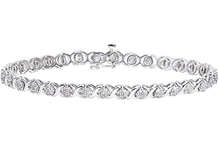 Naava Women's 1 ct Diamond Prong Setting 9 ct White Gold Bracelet
