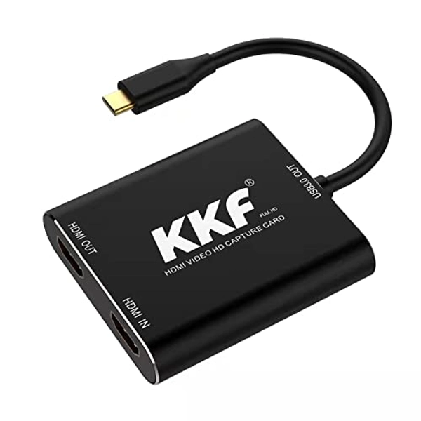 KKF Capture Card,60hz 4K HDMI Capture Card for Switch, 1080P 60FPS Video Capture Card for Streaming and Recording PS5 PS4 Xbox Series X/S Nintendo Switch in DSLR OBS with HD Ultra-Low Late (USB C 3.0)