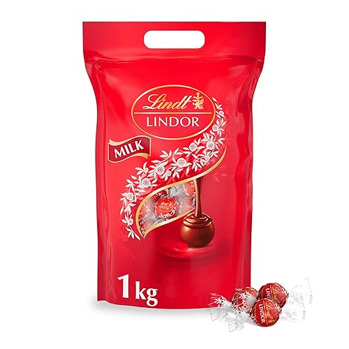 Lindt Lindor Milk Chocolate Truffles Bag - Approx 80 balls, 1kg - Chocolate Truffles with a Smooth Melting Filling - Gift Present or Sharing Box - Christmas, Birthday, Celebrations, Congratulations - Milk - 1 kg (Pack of 1)