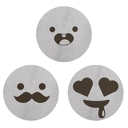 ColoMira 53.5mm Espresso Puck Screen, 3Pcs Coffee Filter Screens Set, 1.7mm Thickness 150μm Espresso Filter Screen, Mesh Coffee Reusable Filter For Espresso Portafilter Filter Basket 54mm(Cute Face) - Cute Face - 53.5mm
