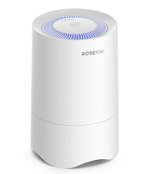ROSEKM Small Air Purifier for Home Bedroom, Personal Desk Mini Air Purifier, Room Hepa Air Purifier Fresheners Cleaner for Pets, Smoke, Desktop, Office (White) - White