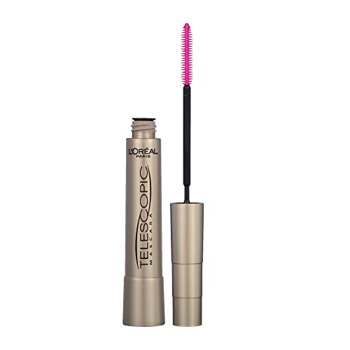 L'Oréal Paris Telescopic Mascara, Eyelash Lengthening Mascara, Unique Non-Clumping Formula Delivering Intense Length For Sensitive Eyes, Blackest Black, 8 ml - Blackest Black - Mascara