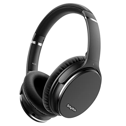 Srhythm NC35 Noise Cancelling Headphones Wireless Bluetooth 5.3,Fast Charge Over-Ear Lightweight Headset with Microphones,Mega Bass 50+ Hours’ Playtime - Black