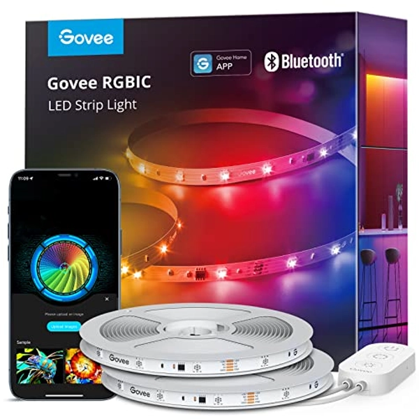 Govee 100ft RGBIC LED Strip Lights, Smart LED Lights for Bedroom, Bluetooth LED Lights APP Control, DIY Multiple Colors on One Line, Color Changing LED Lights Music Sync,Valentines Day,2 Rolls of 50ft