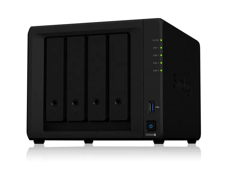 Synology 4 bay NAS DiskStation DS920+ (Diskless), 4-bay; 4GB DDR4 - 4-bay; 4GB DDR4 DS920+ NAS Only