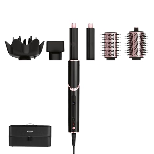 Shark FlexStyle 5-in-1 Luftstyler & Haartrockner, Auto-Wrap-Lockenaufsatz, Paddle-Bürste, Ovalbürste, Konzentrator, Diffusor, Aufbewahrungskoffer, Keine Hitzeschäden, Schwarz/Roségold, HD440EU - Schwarz & Rosegold - 5-in-1