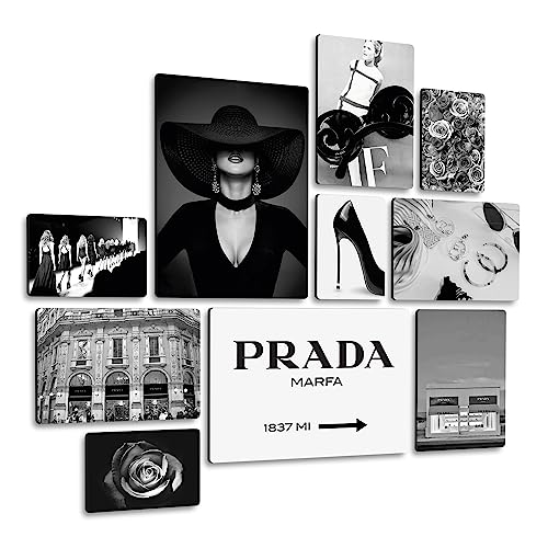 Giallobus - Satz von 10 mehrteiligen Gemälden - 5 - Fashion Prada Marfa - MDF-Holz - | 2 x 42x29,7cm | 4 x 29,7x21cm | 4 x 21x14,85cm | - Fertig zum Aufhängen – Gemälde - 5 - Fashion Prada Marfa