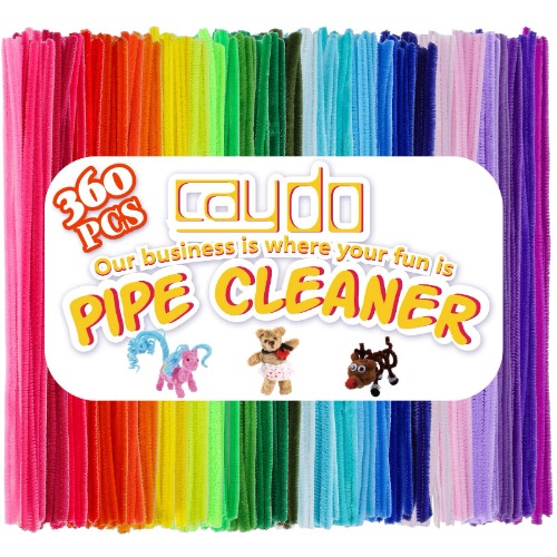 Caydo 360 Pieces Pipe Cleaners 40 Assorted Colored Chenille Stems for Art and Crafts, Children’s Craft Supplies (6 mm x 12 inch) - 360 Pieces Multi-Color