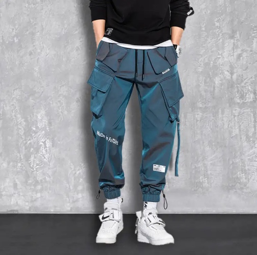  Multi-pocket Cargo Pants Harajuku Slim Fit Elastic Waist Joggers