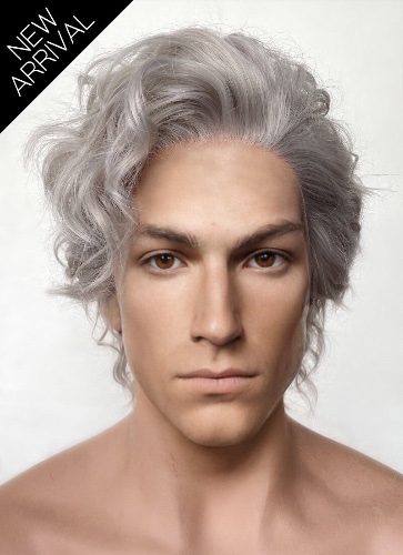 Baldur's Gate 3 Astarion Grey Curly Lace Front Synthetic Men's Wig LF6033 | Grey