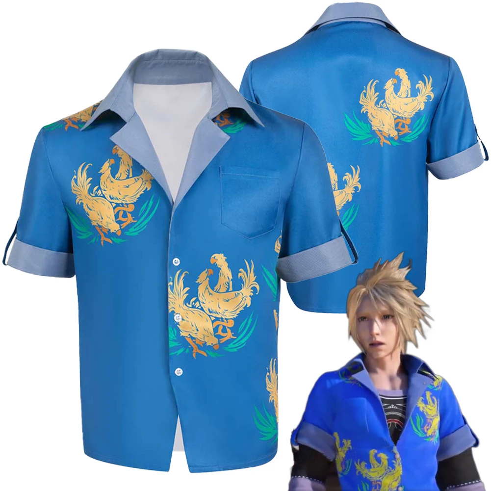 FF7 Cloud Cosplay Blue Shirts Anime Game Final Fantasy VII Costume Disguise Adult Men Roleplay Fantasia Outfits Male Halloween| |   - AliExpress