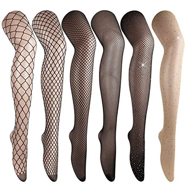 DRESHOW 6 Pack Fishnet Garter Belt Stocking Suspender Pantyhose Tights Thigh High Pantyhose