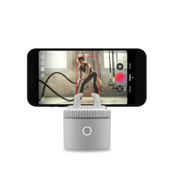 Pivo Pod Lite Sports Body Face Auto Tracking 360Β° Phone Holder, Sports Trainer, Influencer, Content Creator Essentials, Racket Sports, Tennis, Gym Handsfree Photo & Video Recording - White