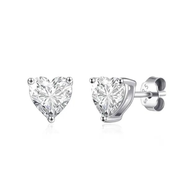Philip Jones Sterling Silver Heart Stud Earrings Created with Zircondia® Crystals