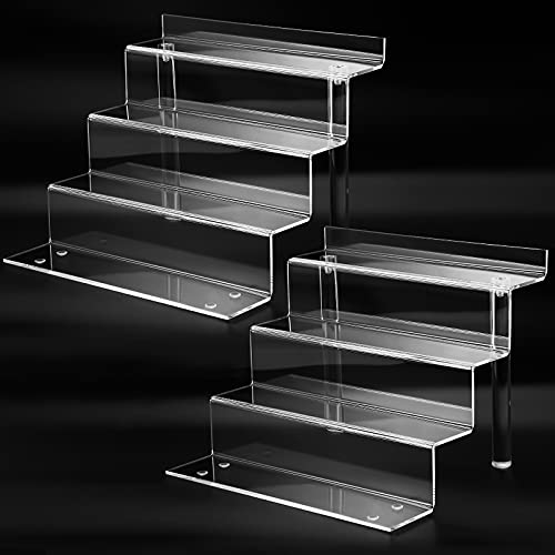 bigantss 9 Inch Acrylic Shelf for Perfume Organizer in 2 Pack, 4 Tier Funko POP Shelves, Cologne Organizer Tiered Riser Display Stand, Acrylic Display for Decoration and Organizer - 9×7in-2pack