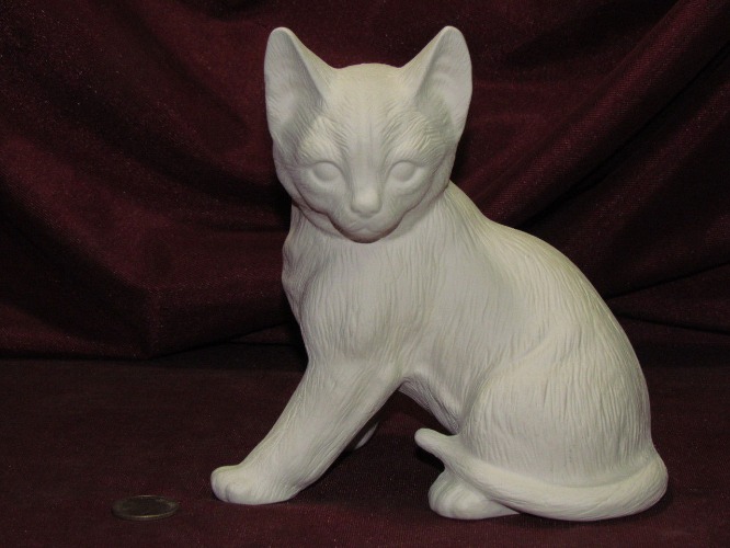 Ceramic Bisque Sitting Cat Kitten pyop unpainted ready to paint diy