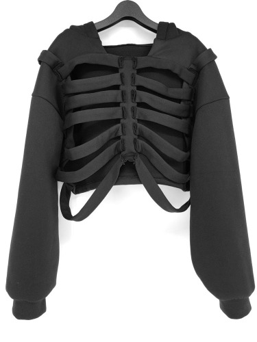 Cut Out Black Alt Goth Hoodie - Black / L