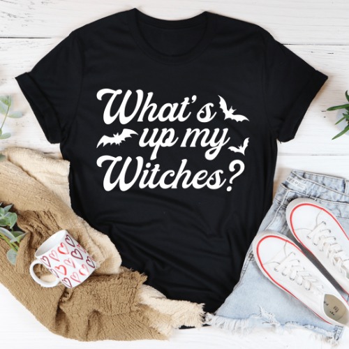 What's Up My Witches Tee - Black Heather / S