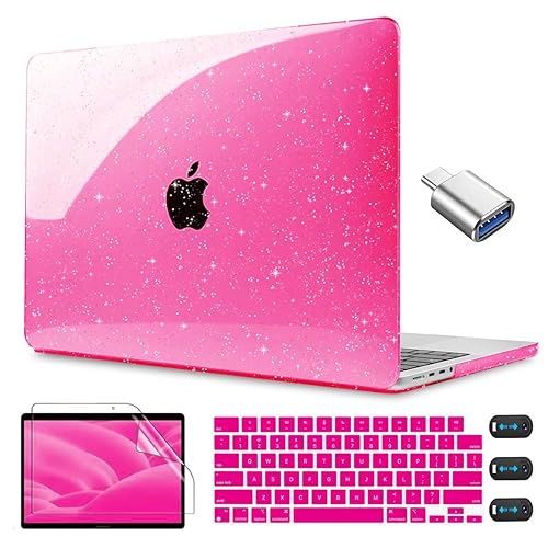 CISSOOK Sparkly Glitter Rose Pink Case for MacBook Pro 14 inch Case M4 M3 M2 M1 Chip 2024 2023 2022 2021 Release Model A3112 A3185 A3401 / A2918 A2992 / A2779 / A2442 M1 Pro/Max Chip with Touch ID - Pro14inch-Rose Red Glitter