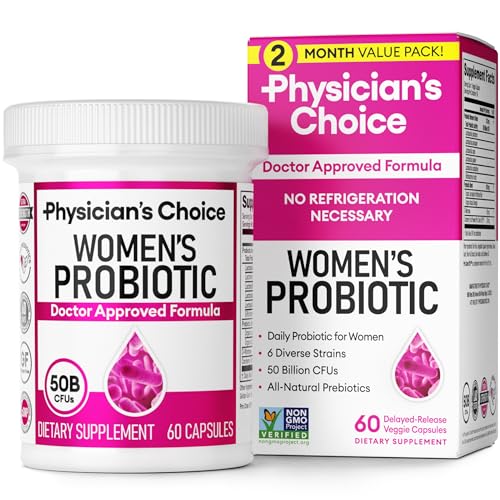 Physician's Choice Probiotics - PH Balance, Digestive, UT, & Feminine Health - 50 Billion CFU - 6 Unique Strains for Women - Organic Prebiotics, Cranberry Extract+ - Probiotic - 60 CT - 60 Count (Pack of 1)