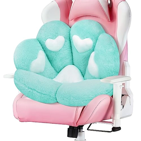 MOONBEEKI Cat Paw Cushion Chair Comfy Kawaii Chair Plush Seat Cushions Shape Lazy Pillow for Gamer Chair 28"x 24" Cozy Floor Cute Seat Kawaii for Girl Worker Gift, Dining Room Bedroom Decorate (Blue)