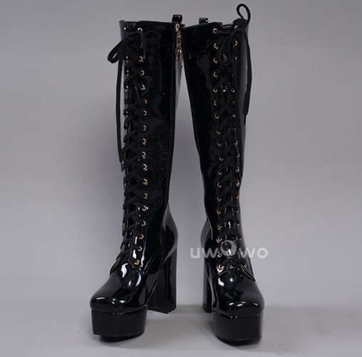 Uwowo Cosplay Shoes Universal Shoes Boots Black Blue White Rose High Tube Boots - Black / 39