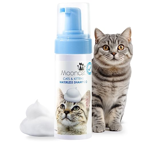 Mooncat Waterless Cat Shampoo, Licking Safe Dry Shampoo, No Rinse Foam Cat Bath, Grooming for Cat, Kitten Sensitive Skin, Dander Reducing, Paraben Free, pH Balanced (5 oz) Shampoo ONLY - short hair