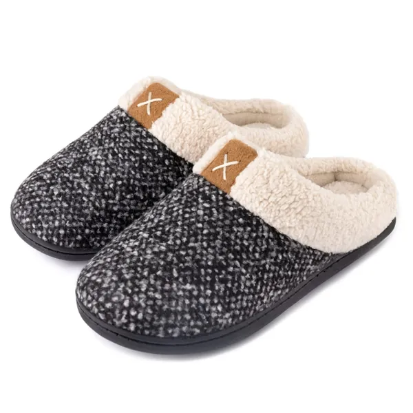 ULTRAIDEAS Women's Fuzzy Wool-Like House Shoes with Memory Foam, Gift for Women, Ladies Slippers with Indoor &Outdoor Anti-Skid Rubber Sole - 9-10 2022 Grey