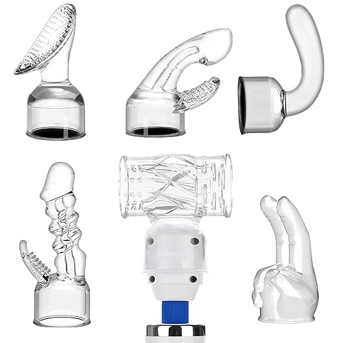 6Pcs Massage Gun Magic Wand Attachments Accessories Massage Stick Headgear Wand Caps Couples Adult Toys Funy fit for Hitachi Magic Wand Inner Diameter 1.77 inch - Clear