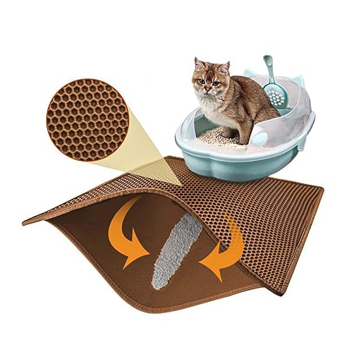 Pieviev Cat Litter Mat Double Layer Waterproof Urine Proof Trapping Mat 1 Pack (30''X24'', Brown) - Brown - 30x24 Inch (Pack of 1)