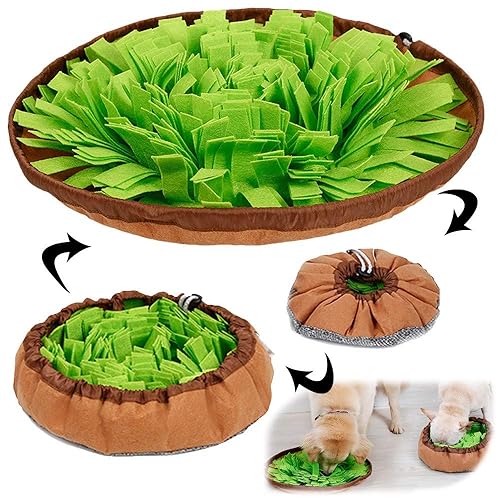 AWOOF Pet Snuffle Mat for Dogs, Interactive Feed Game for Boredom, Encourages Natural Foraging Skills for Cats Dogs Bowl Travel Use, Dog Treat Dispenser Indoor Outdoor Stress Relief - green