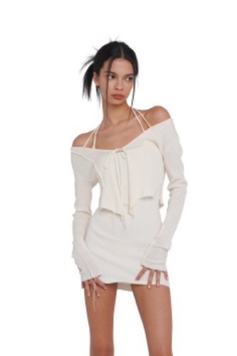 'WRAP ME UP' LACE-UP TOP & DRESS SET | XS / WHITE / DRESS