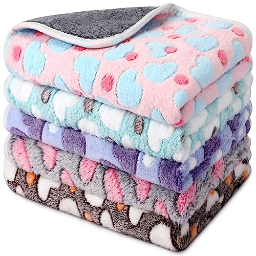 Moukeren 5 Pcs Waterproof Guinea Pig Blankets Winter Small Animal Fleece Blanket Pet Soft Warm Sleep Mat Pad Cover Guinea Pig Cage Liners for Ferret Hamster Rabbit Chinchilla (Heart,16 x 24'') - Large Star - 16 x 24 Inch
