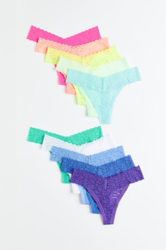 10-pack lace thong briefs