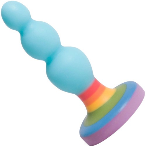 Bingo Rainbow Silicone Butt Plug by BS - Rainbow Blue