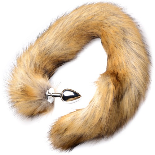 Tailz Aluminum Anal Plug With Extra Long Brown Faux Mink Tail