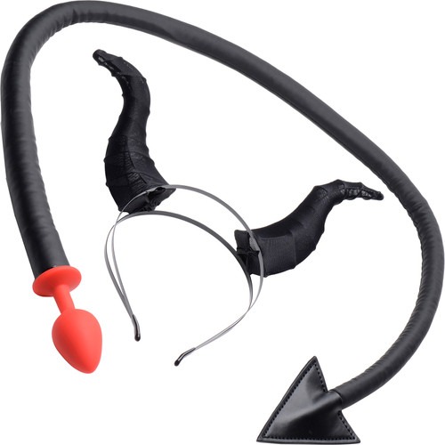 Tailz Devil Tail Set - 2 Piece Kit With Red Silicone Tail Anal Plug