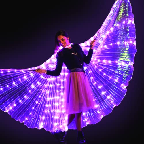 Tidalpool Illuminated Veil Angel Wings - Adult Size Fairy Wings - Festival Angel Costume & Rave Cosplay Outfit - Purple