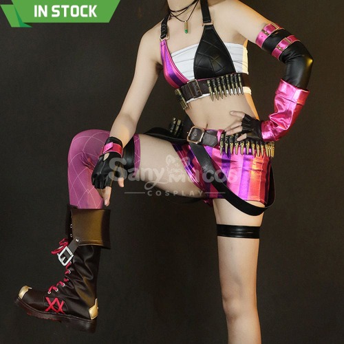 Game League of Legends Jinx Top and Pants Cosplay Costume - M
