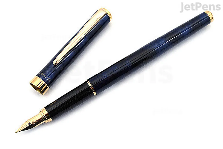 Pilot Cavalier Fountain Pen - Marbled - Black & Blue - Fine