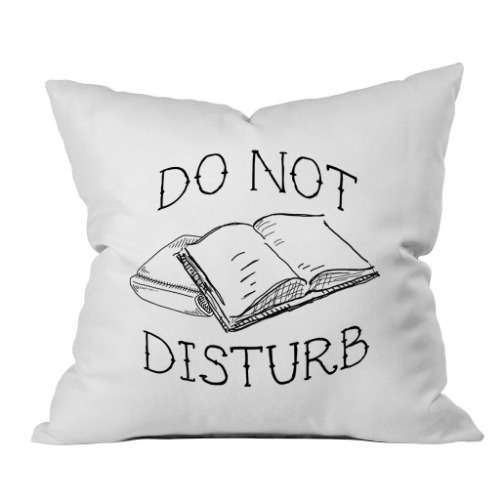 "Do Not Disturb" Book Lovers Throw Pillow Cover (18x18")