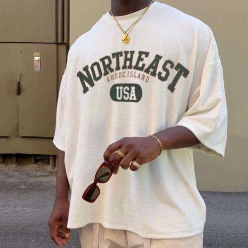 Men's Oversized Vintage Letter Print T-Shirt