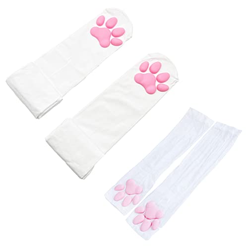 Cat Paw thigh highs white