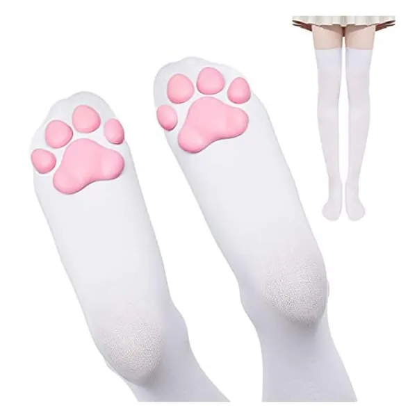
                            Cat Paw Pad Socks Thigh High Pink Cute 3D Kitten Claw Stockings for Girls Women Lolita Cat Cosplay
                        