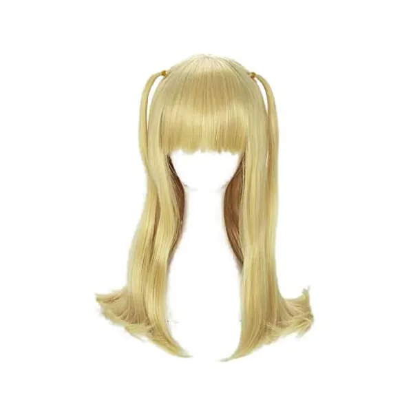 
                            PWEINCY Long Gloden Ponytails Misa Amane Cosplay Wig with Bangs for Women Halloween Costume
                        