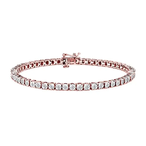 Original Classics 1.0 Cttw Miracle Set White Diamond Round Faceted Bezel Tennis Bracelet (I-J Color, I3 Clarity) - Choice of Metal Color and Size