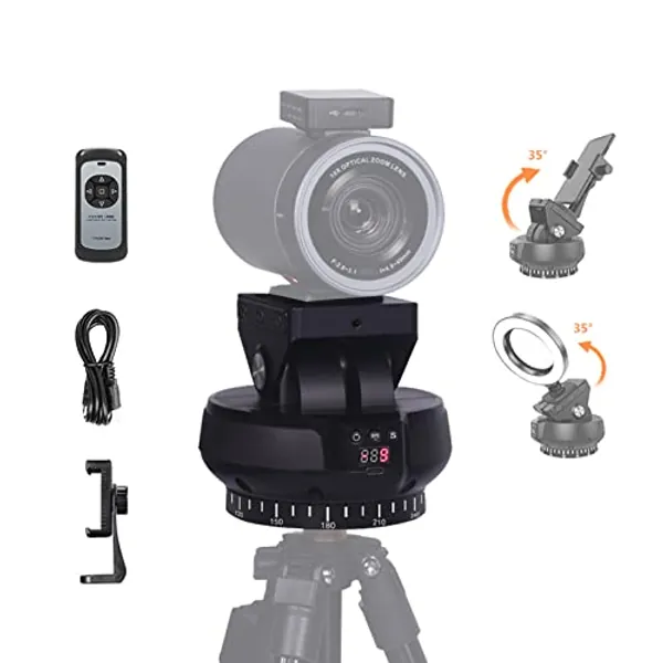 YT1200Pro Pan Tilt Remote Control Auto AI Face Tracking Motoized Pan Tilt Head 2-axis 360 Degree Rotating Video Stabilizer Gimbal for Gopro Cameras Smartphone Live