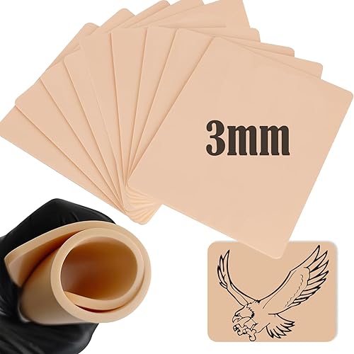10Pcs Tattoo Skin 3MM - Urknall Fake Skin Blank Tattoo Practice Skin Double Sides Fake Skin Tattoo for Beginners and Tattoo Artists Tattoo Supplies - 10pcs