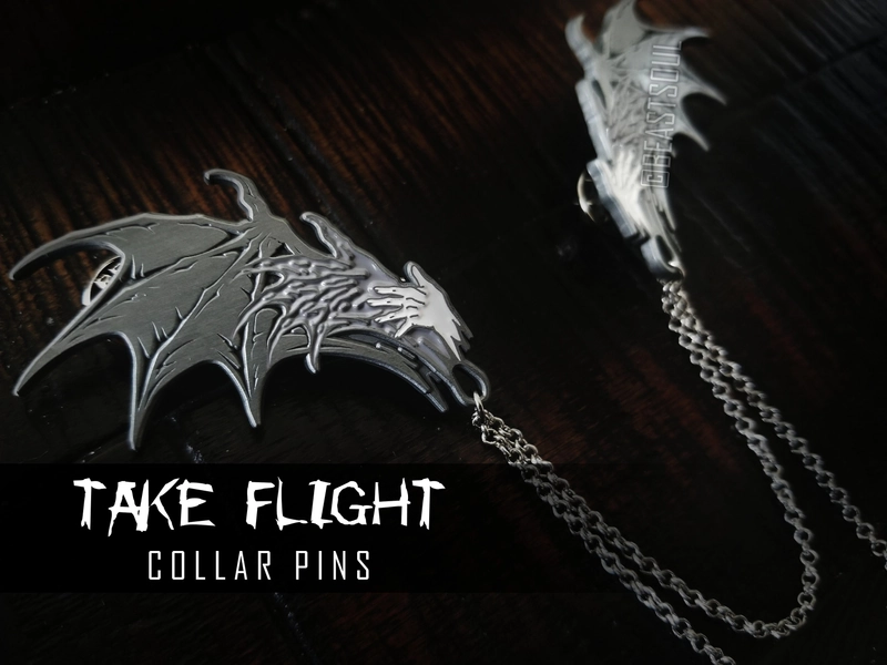 TAKE FLIGHT Horror Wing Collar Pins