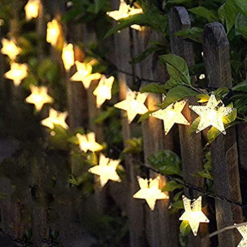FANSIR String Lights, 23ft 50 Fairy Lights Outdoor Solar Powered Led Star Waterproof 8 Modes Decorative Light for Garden Patio Yard Home Wedding Party, Warm White - Warm White - 50 LED